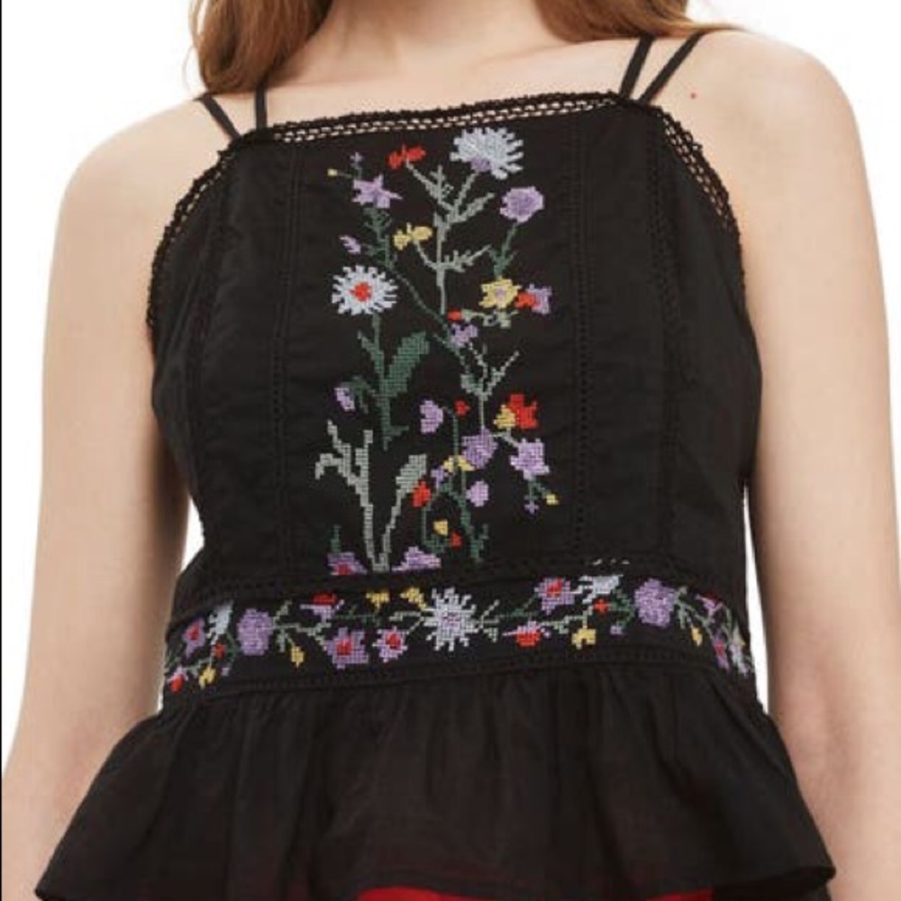 TOPSHOP peplum embroidered top
